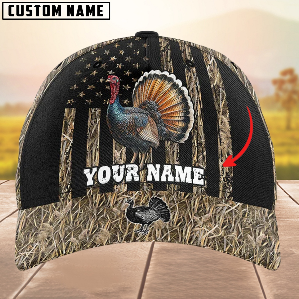 Blisscorners Deer Hunting Camouflage Pattern Personalized Name 3D Cap