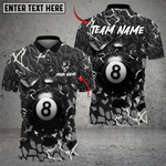 Blisscorners Billiards 8-Ball Crack Wall Personalized Name, Team Name Unisex Shirt