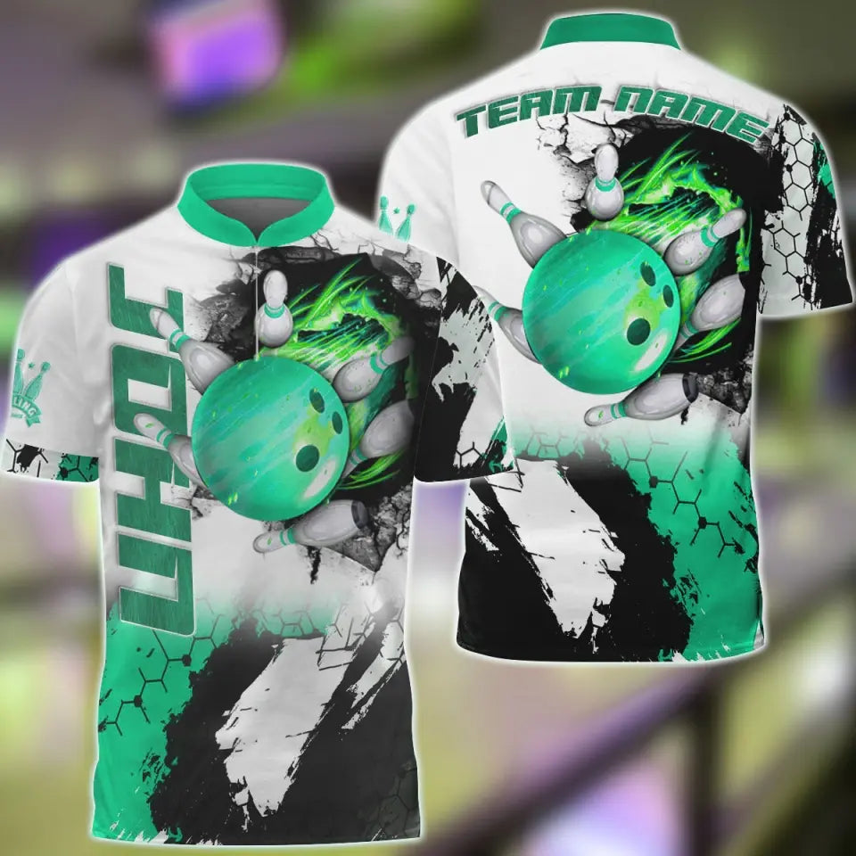 Blisscorners Bowling and Pins Hexagram Multicolor Option Customized Name 3D Shirt