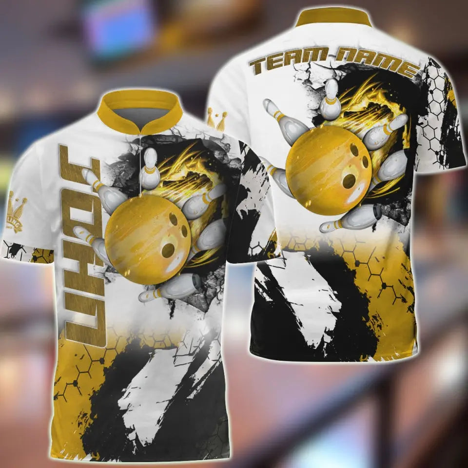 Blisscorners Bowling and Pins Hexagram Multicolor Option Customized Name 3D Shirt