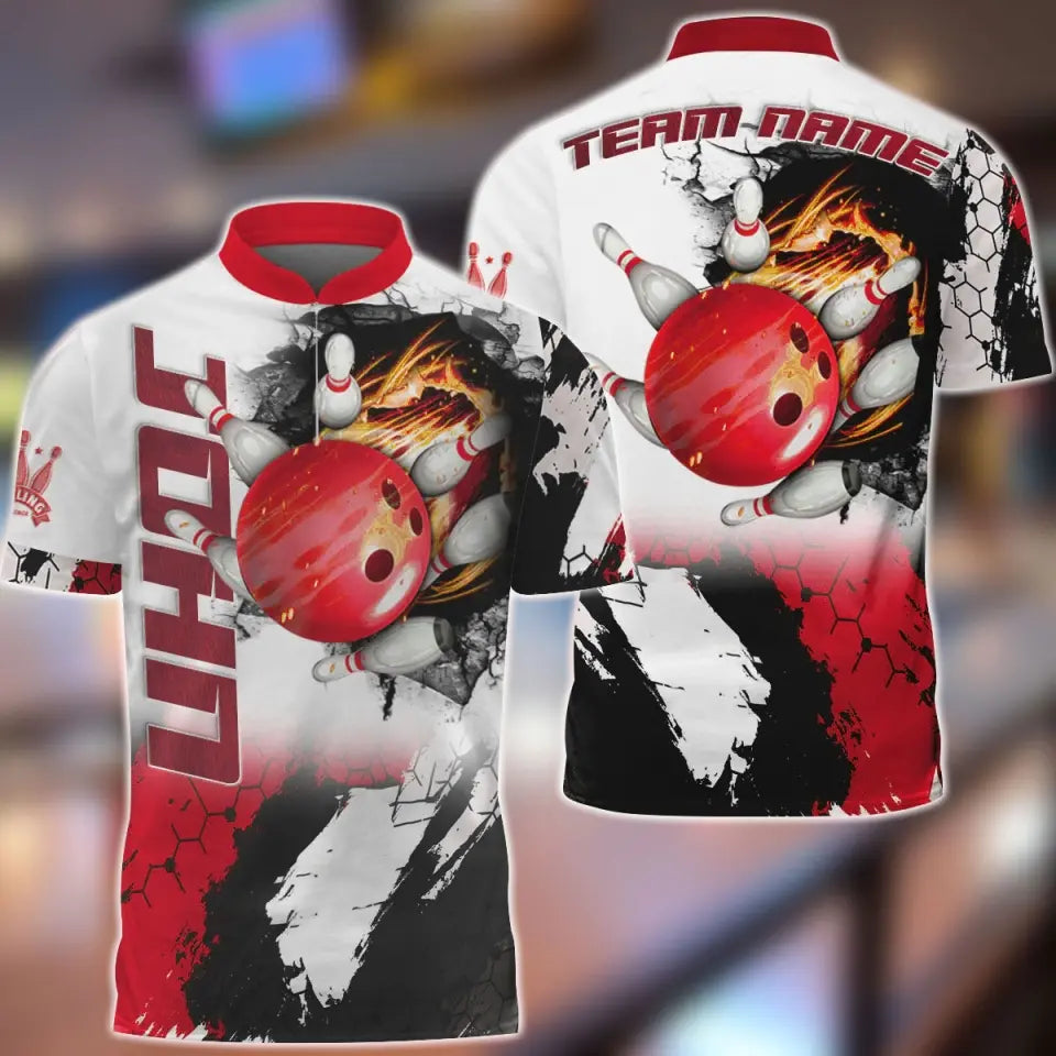 Blisscorners Bowling and Pins Hexagram Multicolor Option Customized Name 3D Shirt