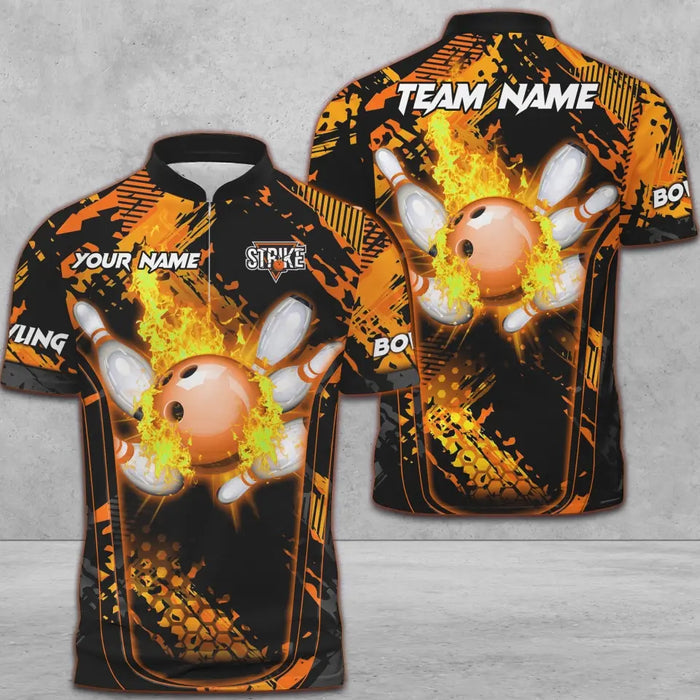 Blisscorners Bowling And Pins Abstract Grunge Texture Multicolor Option Customized Name 3D Shirt