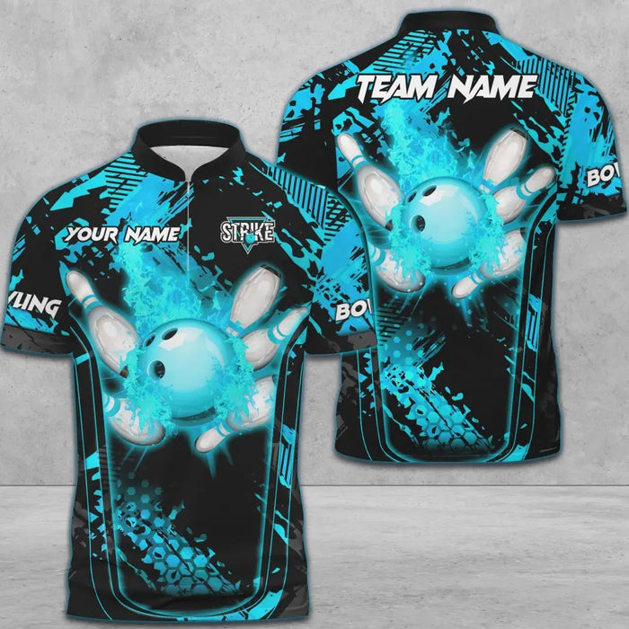 Blisscorners Bowling And Pins Abstract Grunge Texture Multicolor Option Customized Name 3D Shirt