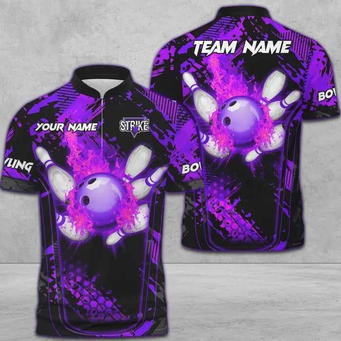 Blisscorners Bowling And Pins Abstract Grunge Texture Multicolor Option Customized Name 3D Shirt