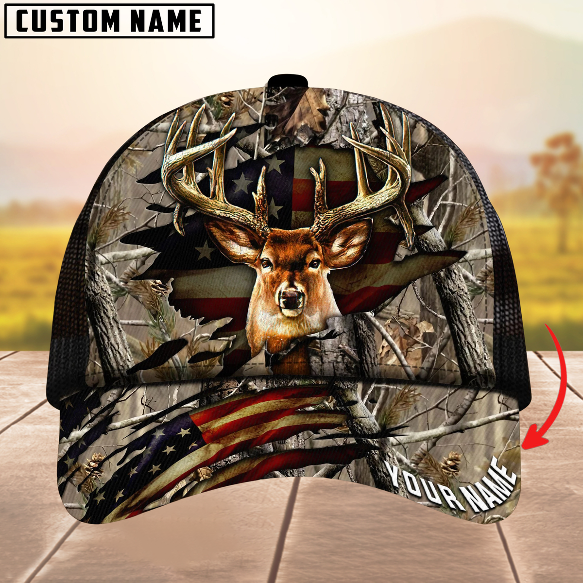 Blisscorners Premium Florapunk S21 Deer Hunting Trucker Camouflage Pattern Multicolor Personalized Name 3D Cap