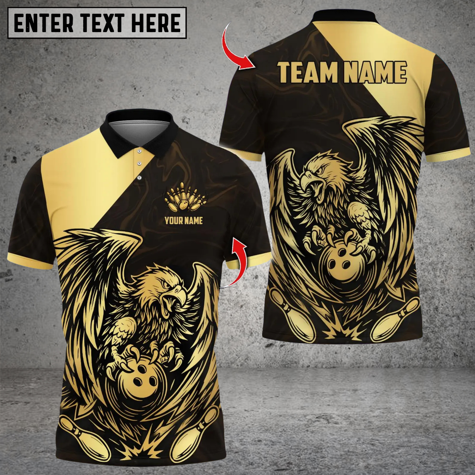 Blisscorners Bowling Golden Eagle Roar Multicolor Customized Name, Team Name 3D Shirts