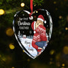 A Beautiful Sight, We're Happy Tonight- Couple Personalized Custom Heart Glass Ornament - Christmas Gift For Husband Wife, Anniversary, First Christmas