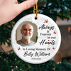 Custom Photo Always And Forever In My Heart - Memorial Personalized Custom Ornament - Ceramic Round Shaped - Sympathy Gift, Christmas Gift For Family Members