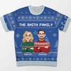 Christmas Adds To The Warmth Of Family Love - Family Personalized Custom All Over Print Adult Short Sleeve Sweater - Christmas Gift For Family Members