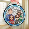 Cherishing Family Moments This Christmas - Family Personalized Custom Stained Glass Window Hanging Suncatcher - Christmas Gift For Family Members