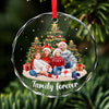 Custom Photo Christmas With My Family Is My Happy Place - Family Personalized Custom Circle Glass Ornament - Christmas Gift For Family Members