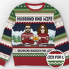 Cheers To Us And A Season Full Of Happiness - Couple Personalized Custom Ugly Sweatshirt - Unisex Wool Jumper - Christmas Gift For Husband Wife, Anniversary