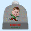 Custom Photo All Hearts Come Home For Christmas - Family Personalized Custom Christmas Beanie Hat - Christmas Gift For Family Members