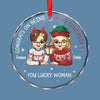 Congrats On Being My Work Bestie, You Lucky Woman - Coworker Personalized Custom Circle Glass Ornament - Christmas Gift For Coworkers, Work Friends, Colleagues