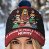 Christmas Is Brighter With Grandma - Family Personalized Custom Christmas Beanie Hat - Christmas Gift For Mom, Grandma