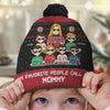 Christmas Is Brighter With Grandma - Family Personalized Custom Christmas Beanie Hat - Christmas Gift For Mom, Grandma