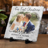 Custom Photo Christmas Is Sweeter With You By My Side - Couple Personalized Custom Square Shaped Stone With Stand - Christmas Gift For Husband Wife, Anniversary, First Christmas