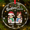 Christmas Cheer For My Gees All Year - Bestie Personalized Custom Circle Glass Ornament - Christmas Gift For Best Friends, BFF, Sisters