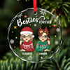 Christmas Cheer For My Gees All Year - Bestie Personalized Custom Circle Glass Ornament - Christmas Gift For Best Friends, BFF, Sisters