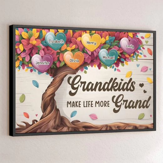Grandkids Fill A Place In Your Heart - Family Personalized Custom Horizontal Poster - Gift For Grandma, Grandpa, Grandkid