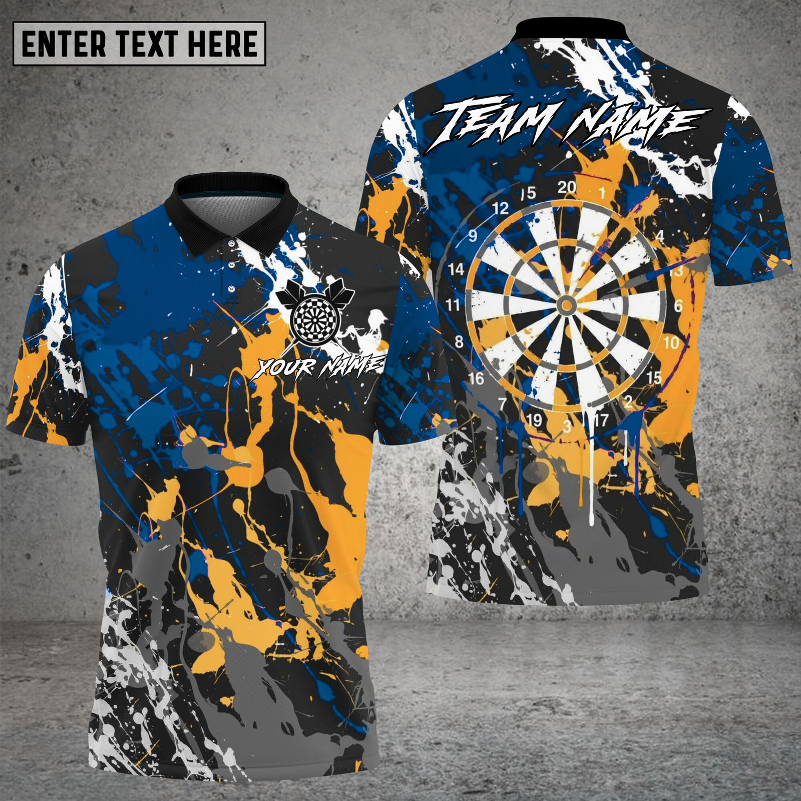 Blisscorners Dart Shirt  Paint Splash Style Multioptions Personalized Name, Team Name Unisex 3D Shirt (4 Colors)