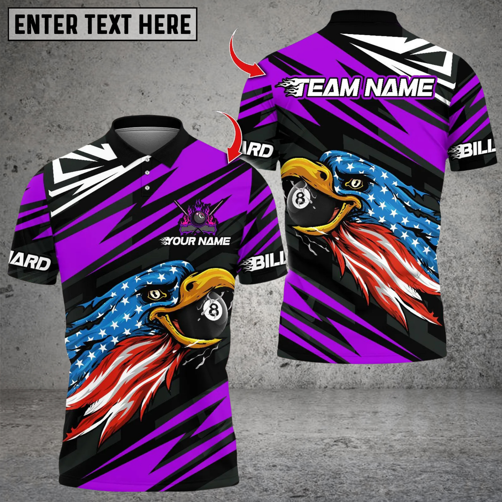 Blisscorners Billiards American Eagle 8 Ball Multicolor Customized Name, Team Name 3D Shirt
