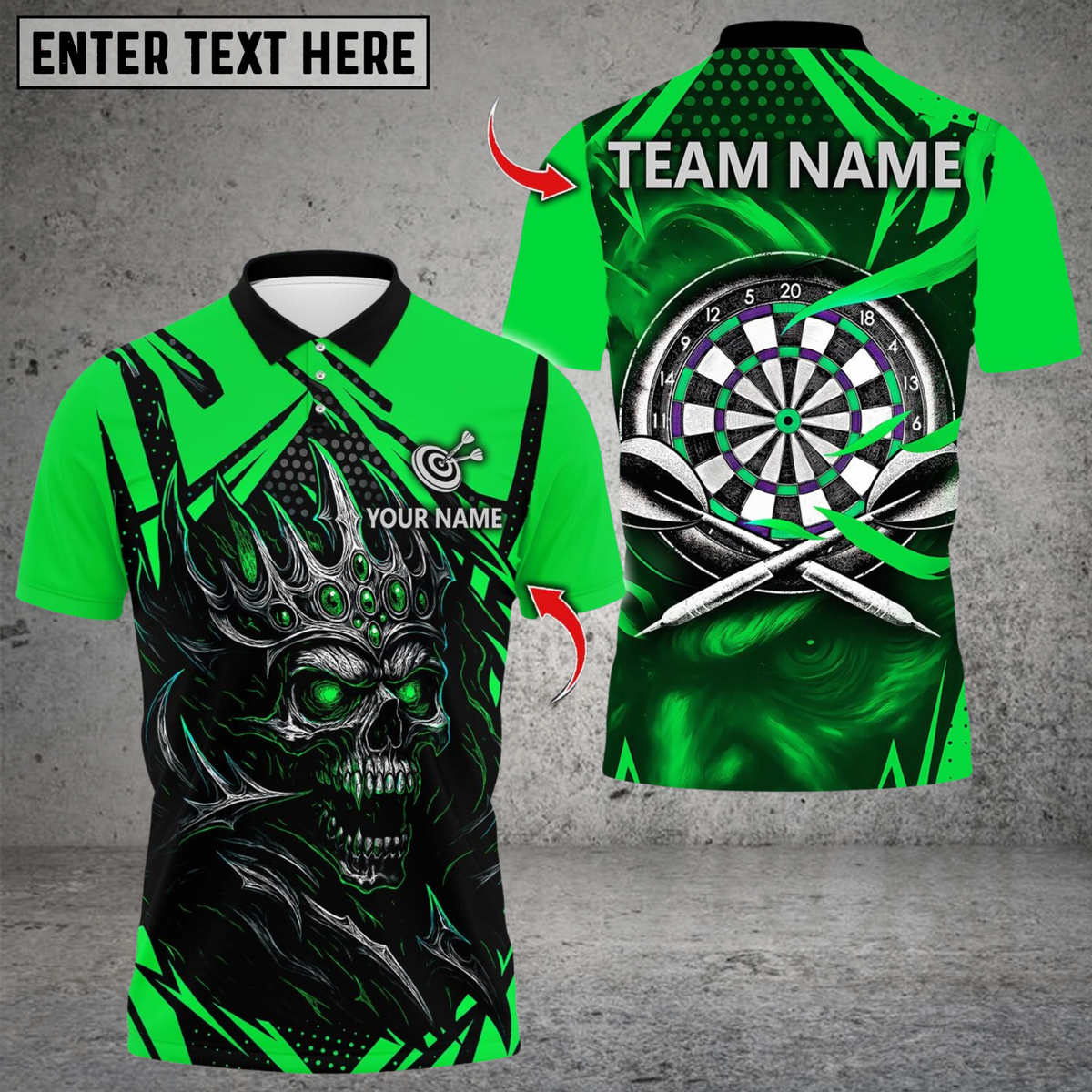 Blisscorners Darts Skull Flame Multicolor Customized Name, Team Name 3D Shirts