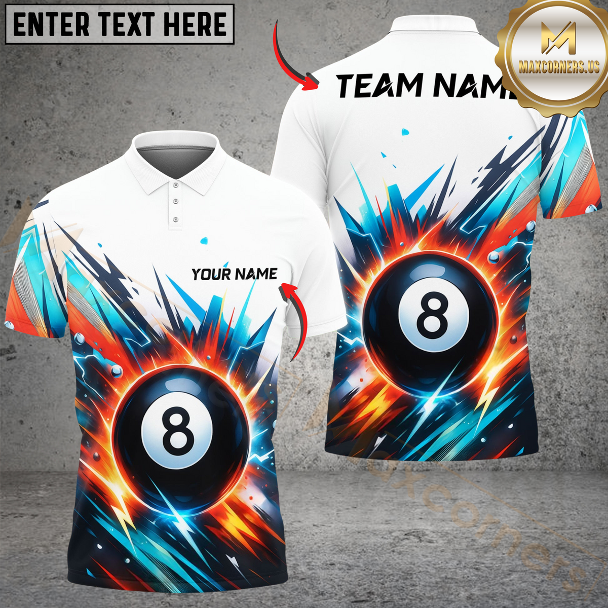 Blisscorners Billiards Ball 8 Thunder Break Personalized Name, Team Name Unisex Shirt