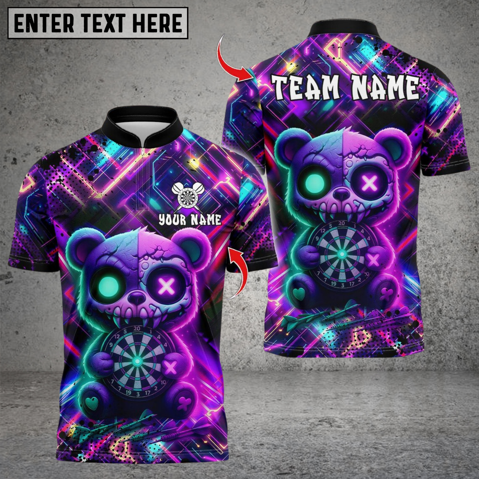 Blisscorners Darts Scary Teddy Bear Dartboard Multicolor Customized Name, Team Name 3D Shirts