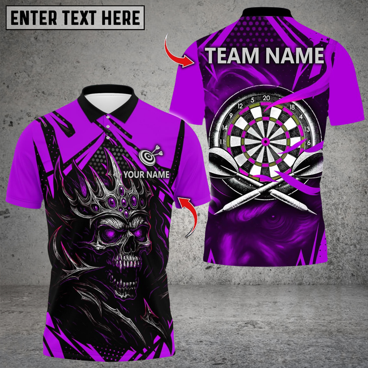 Blisscorners Darts Skull Flame Multicolor Customized Name, Team Name 3D Shirts