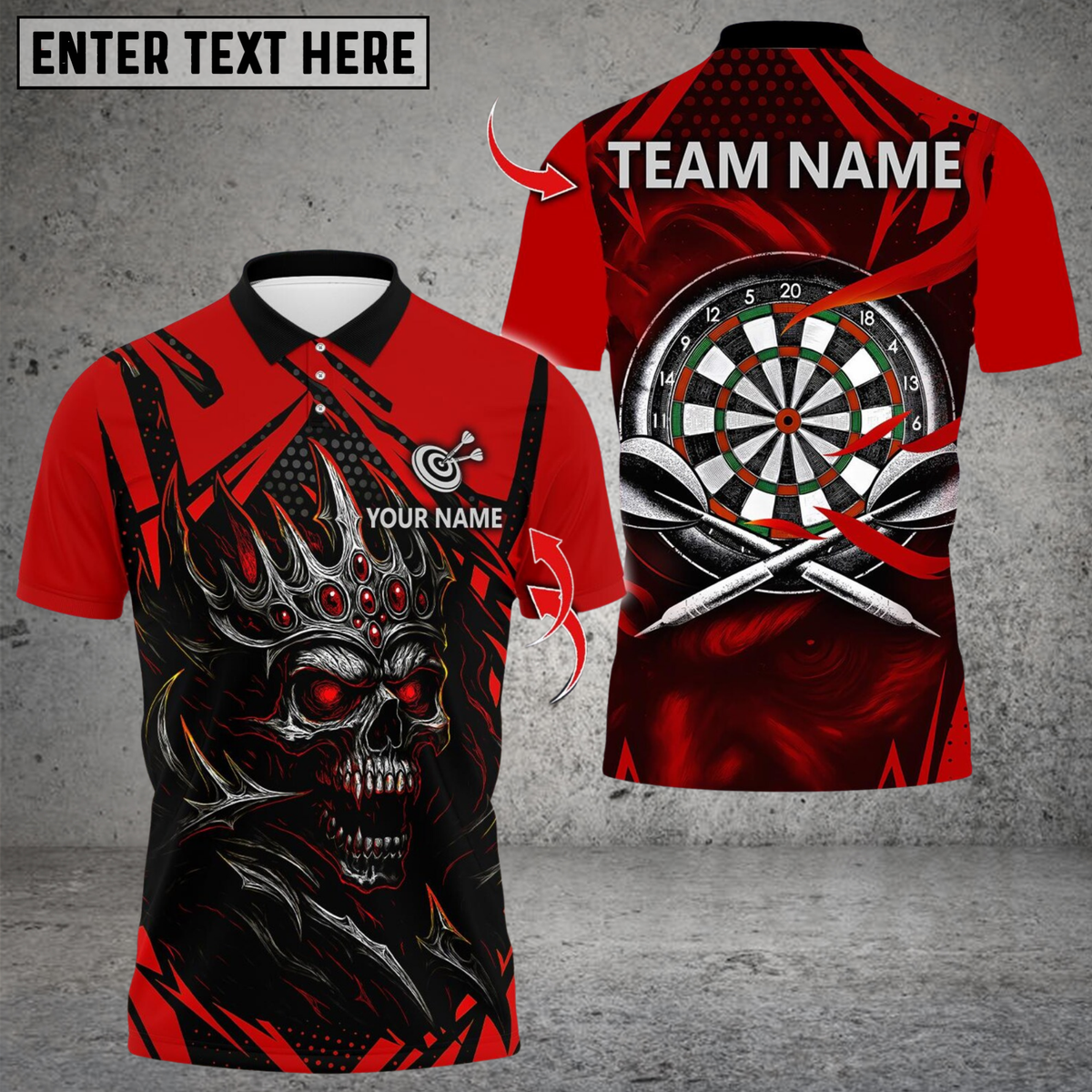 Blisscorners Darts Skull Flame Multicolor Customized Name, Team Name 3D Shirts