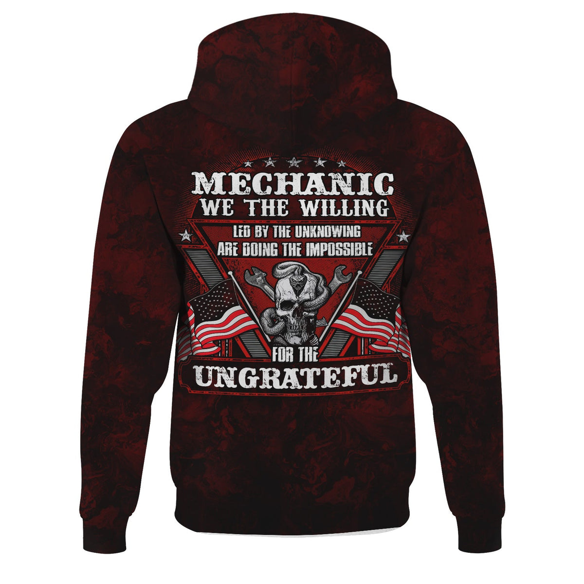 Blisscorners Mechanic Shirt Doing The Impossible For The Ungrateful Skull Wrench Patriotic American Flag Auto Repair Garage Workwear Gift