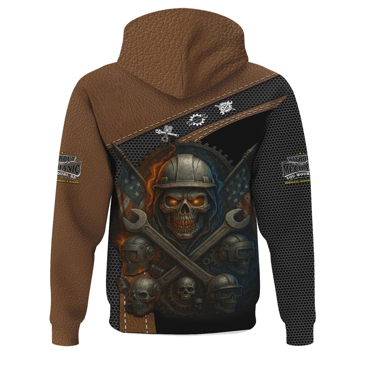 Blisscorners Skull Mechanic T Shirt Without Mechanic You Would Be Homeless Hungry Naked American Flag Auto Repair Garage Workwear Gift For Men Dad