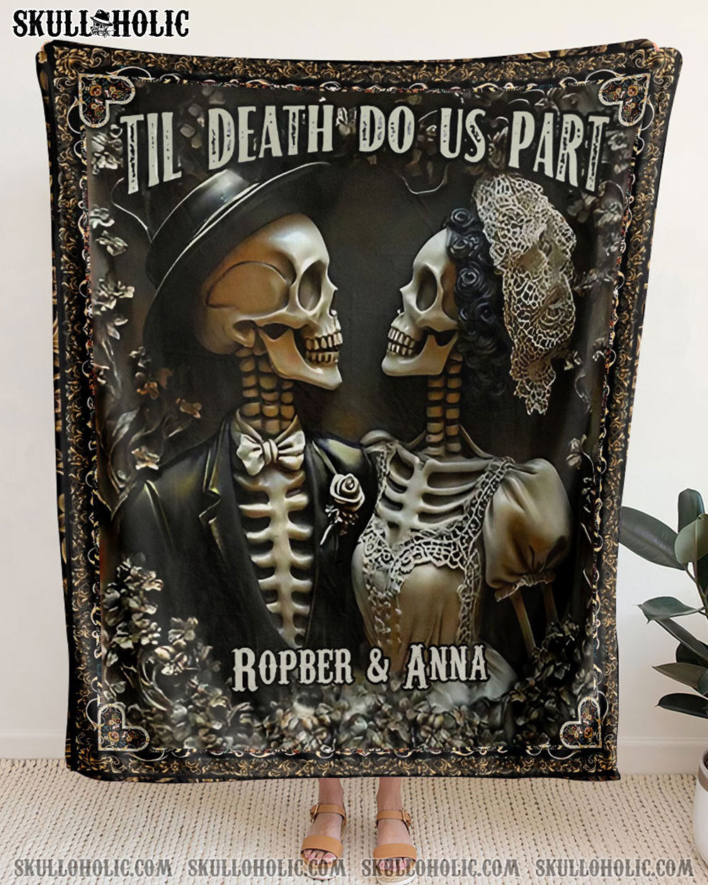 BLISSCORNERS PERSONALIZED TIL DEATH DO US PART COUPLE FLEECE BLANKET