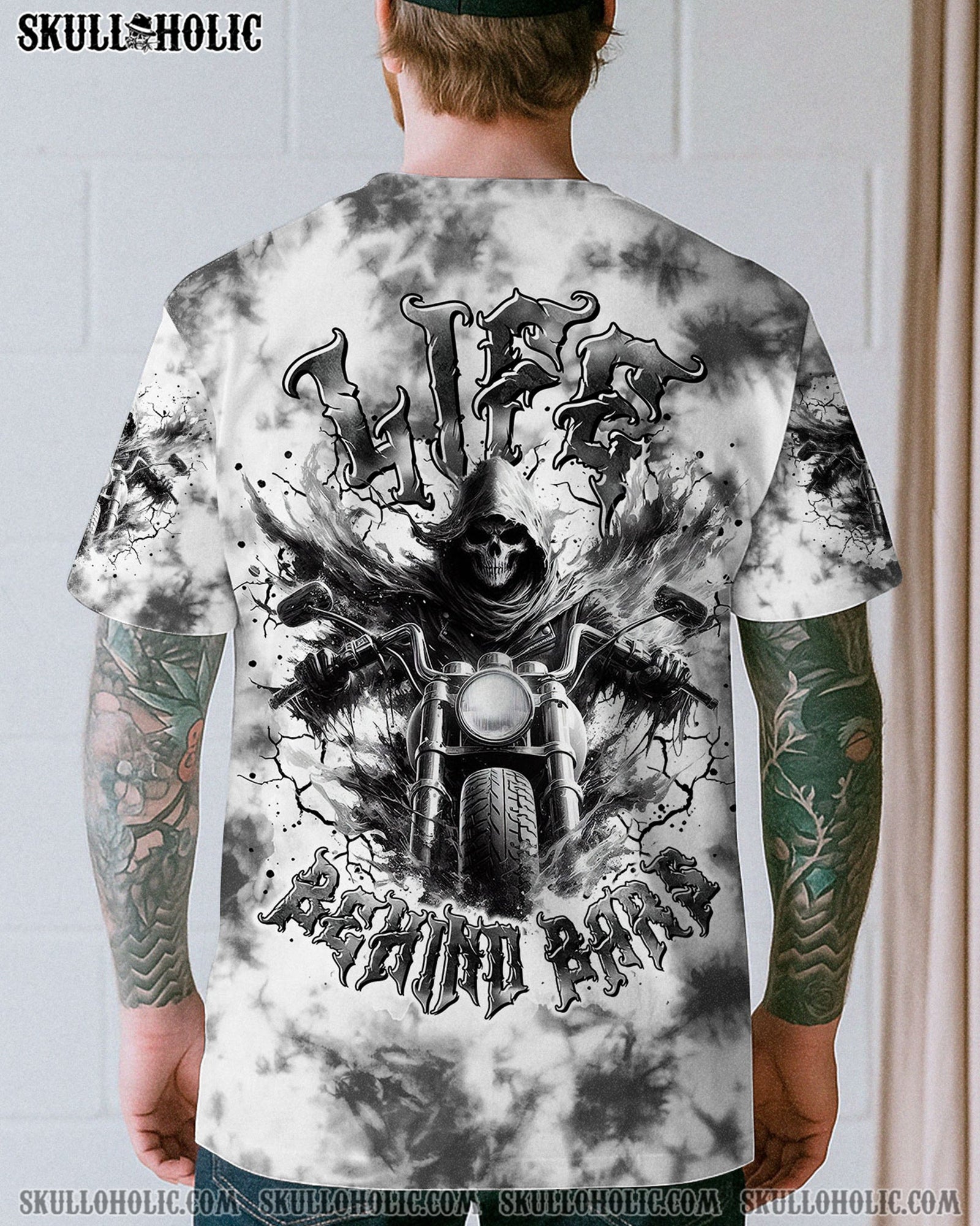 BLISSCORNERS LIFE BEHIND BARS BIKER SKULL ALL OVER PRINT