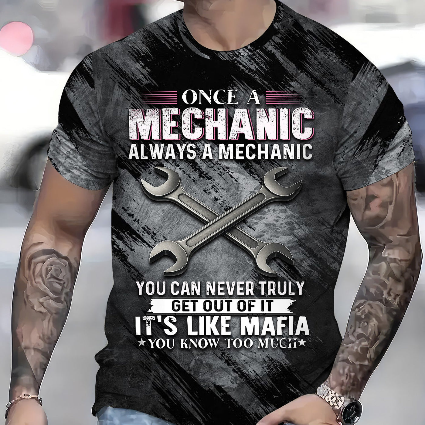 Blisscorners Once A Mechanic Always A Mechanic Shirt Funny Printed Vintage Mechanic Unisex T Shirt Wrench Design