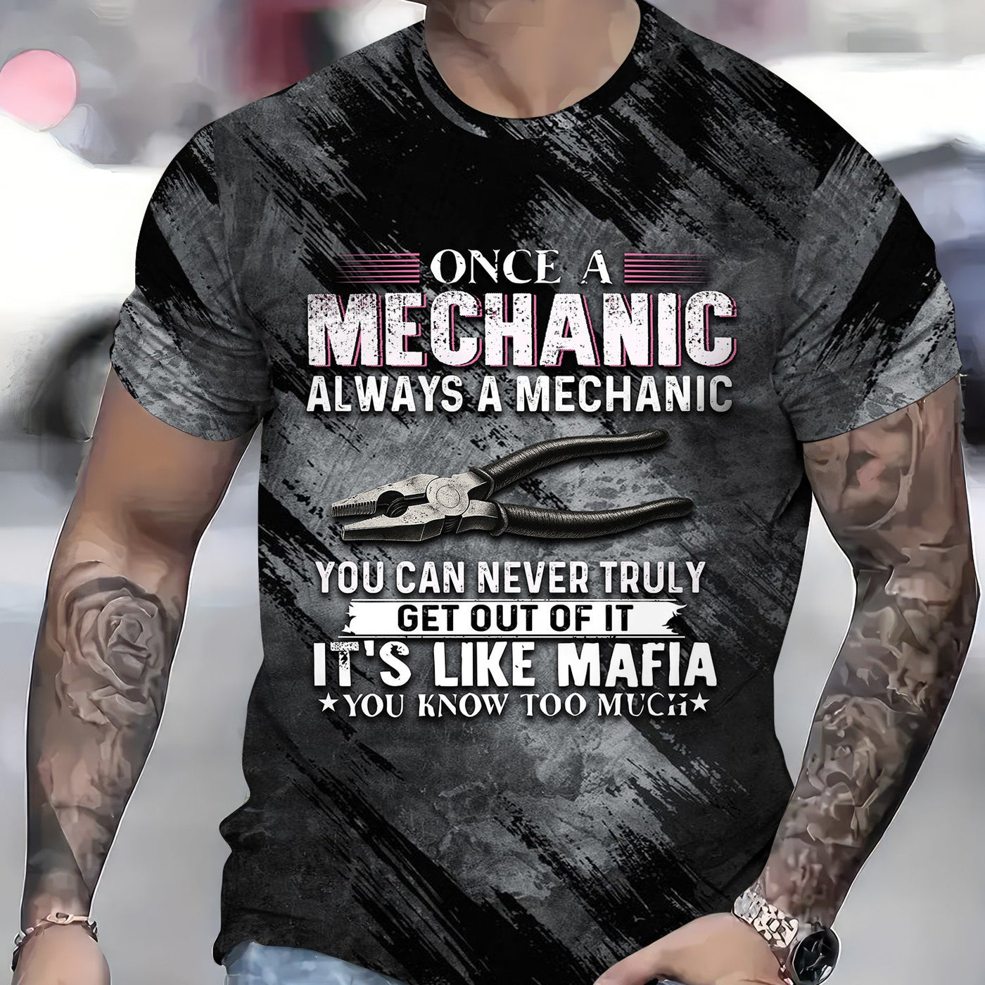 Blisscorners Once A Mechanic Always A Mechanic Shirt Funny Printed Vintage Mechanic Unisex T Shirt Pliers Design
