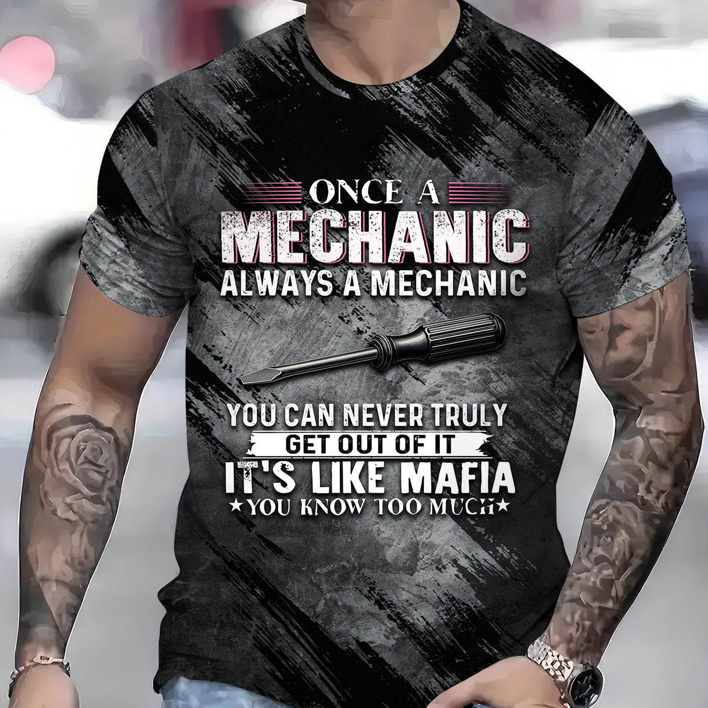 Blisscorners Once A Mechanic Always A Mechanic Shirt Funny Printed Vintage Mechanic Unisex T Shirt Screwdriver Design