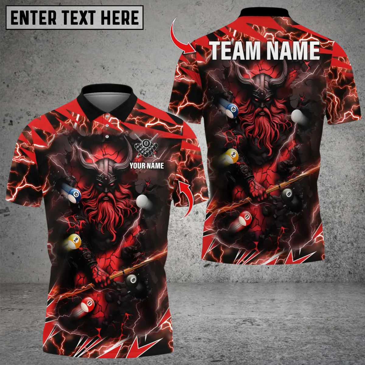 Blisscorners Billiards Viking Thunder Multicolor Customized Name, Team Name 3D Shirts