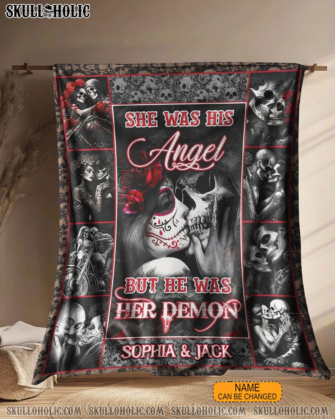 BLISSCORNERS PERSONALIZED SHE WAS HIS ANGEL FLEECE BLANKET