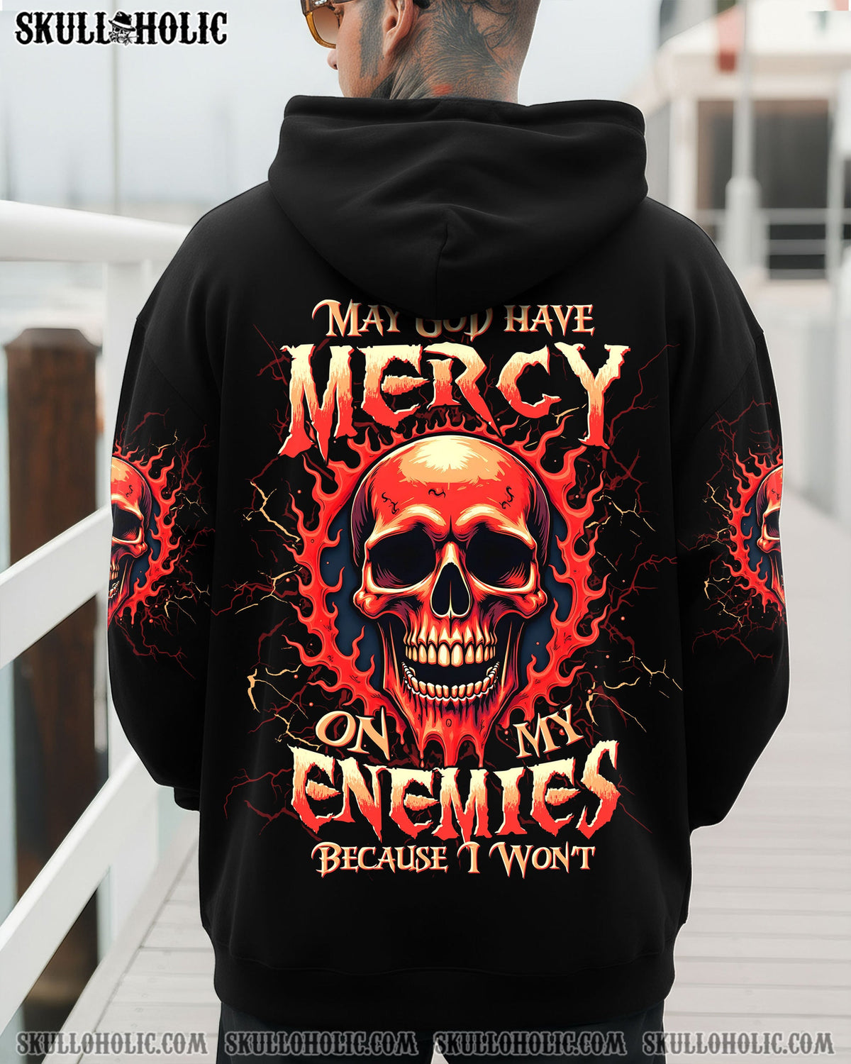 BLISSCORNERS MAY GOD HAVE MERCY ON MY ENEMIES SKULL ALL OVER PRINT