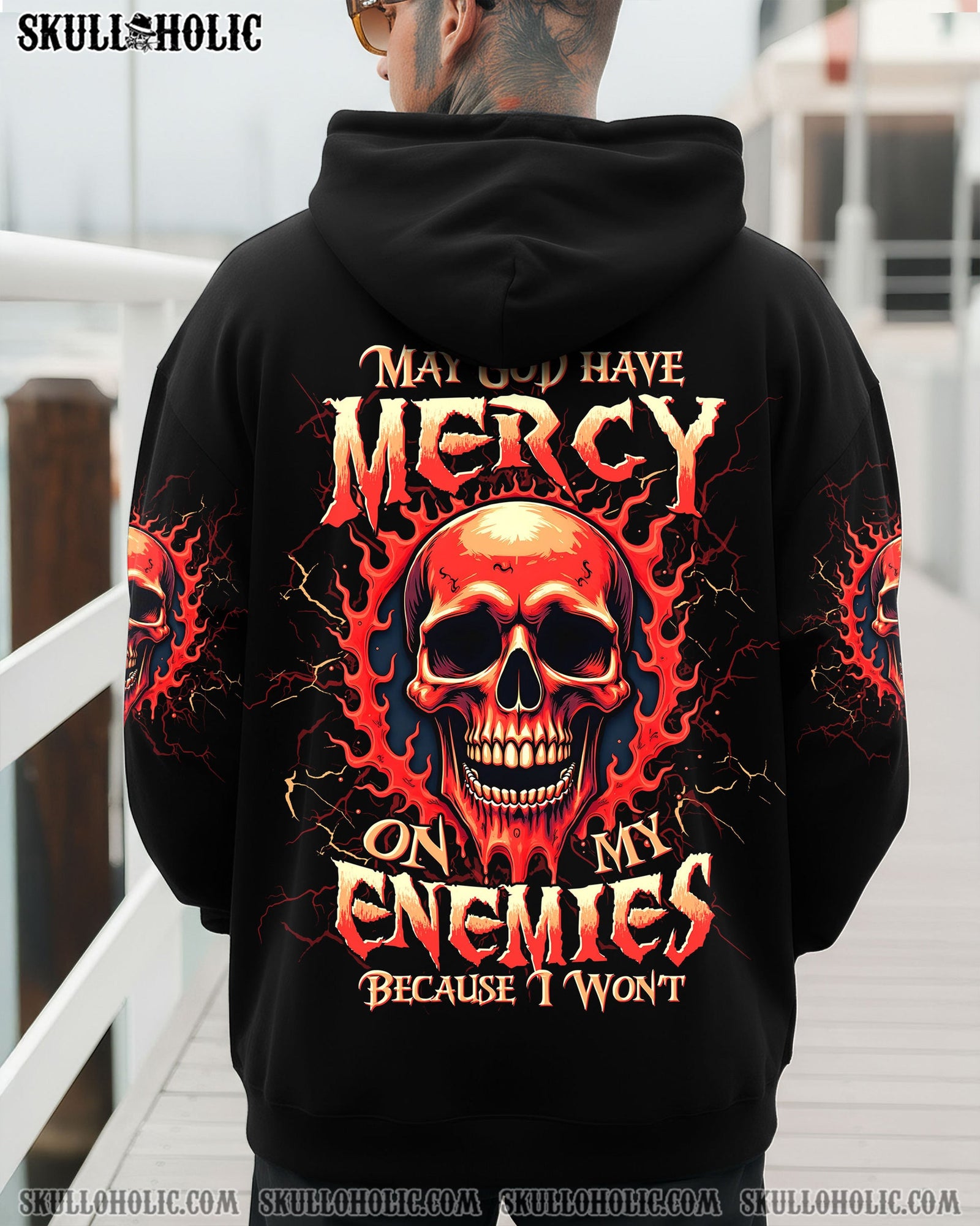 BLISSCORNERS MAY GOD HAVE MERCY ON MY ENEMIES SKULL ALL OVER PRINT