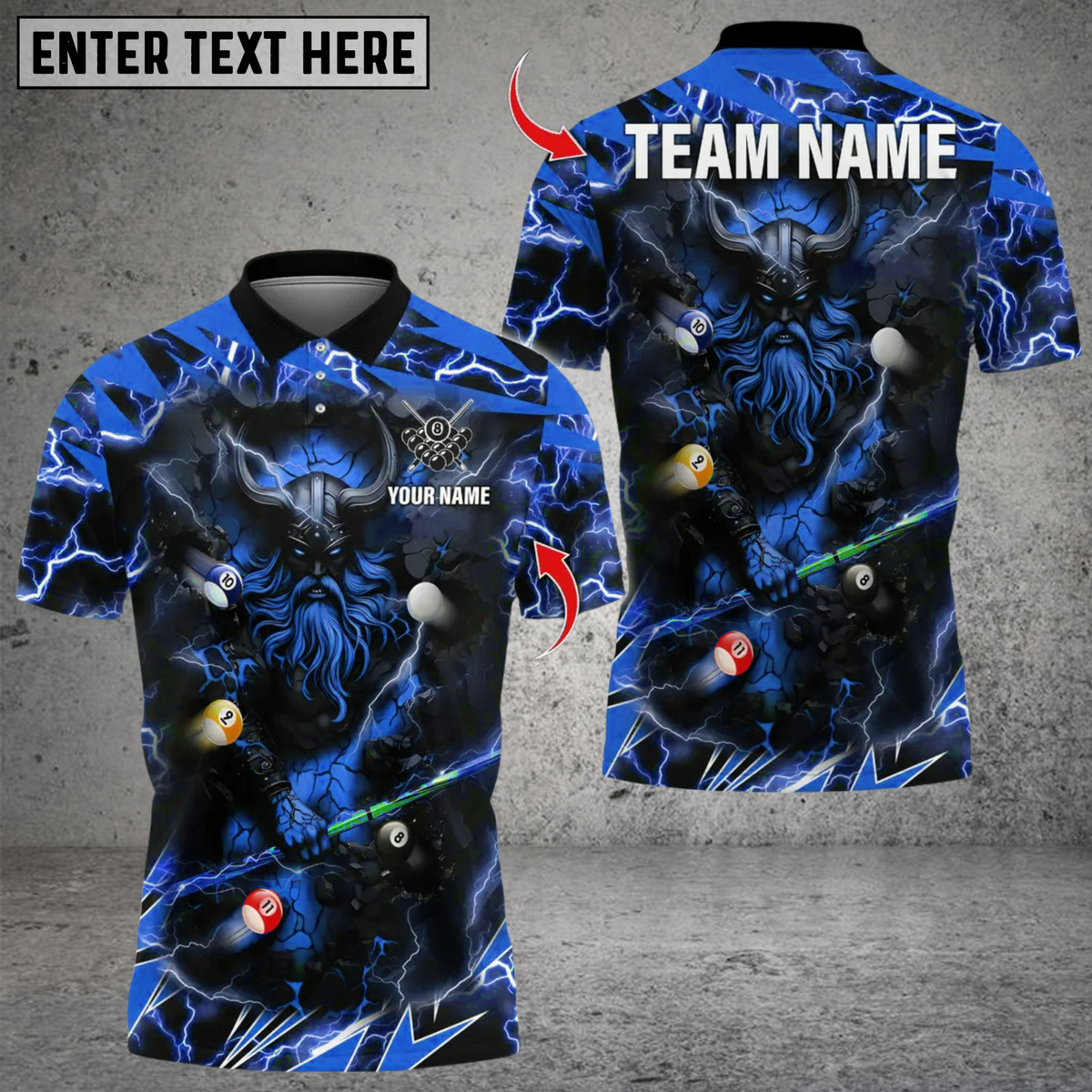 Blisscorners Billiards Viking Thunder Multicolor Customized Name, Team Name 3D Shirts