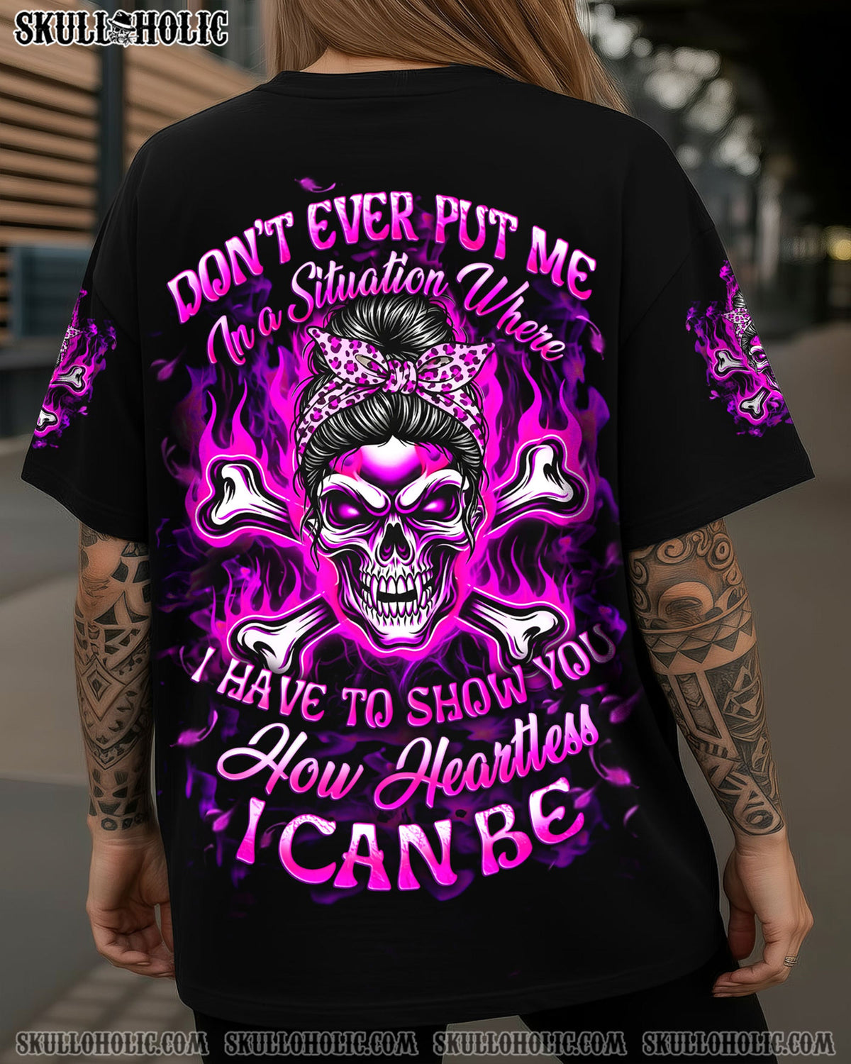 BLISSCORNERS NAH I'M GOOD MESSY BUN SKULL TIE DYE ALL OVER PRINT
