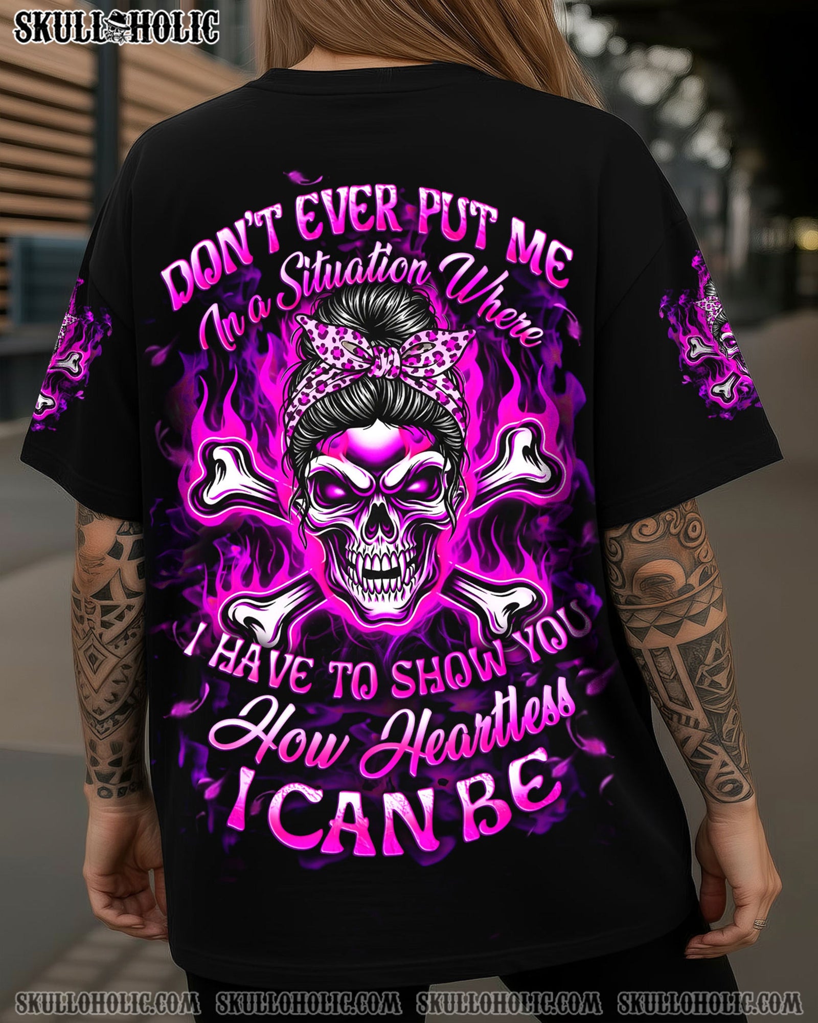 BLISSCORNERS NAH I'M GOOD MESSY BUN SKULL TIE DYE ALL OVER PRINT
