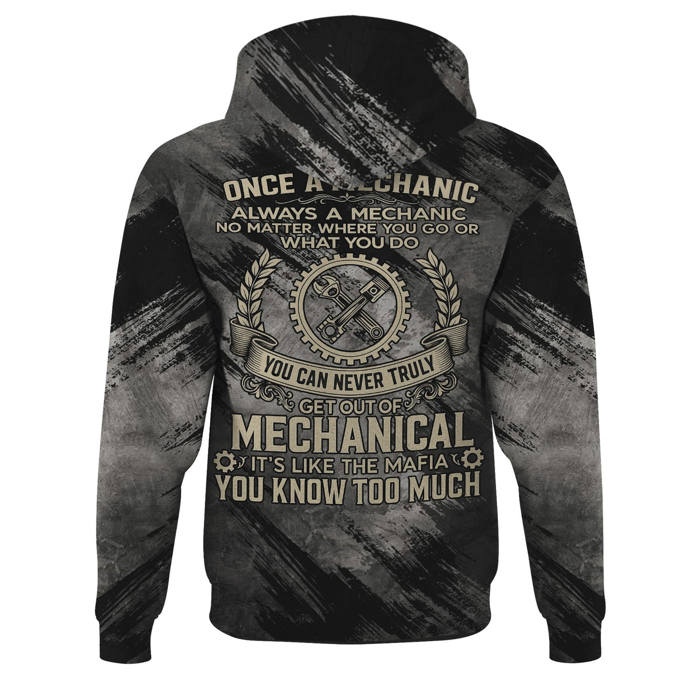 Blisscorners You Can Never Truly Get Out Of Mechanical Shirt Funny Printed Vintage Mechanic Unisex T Shirt Engine Piston and Wrench Design