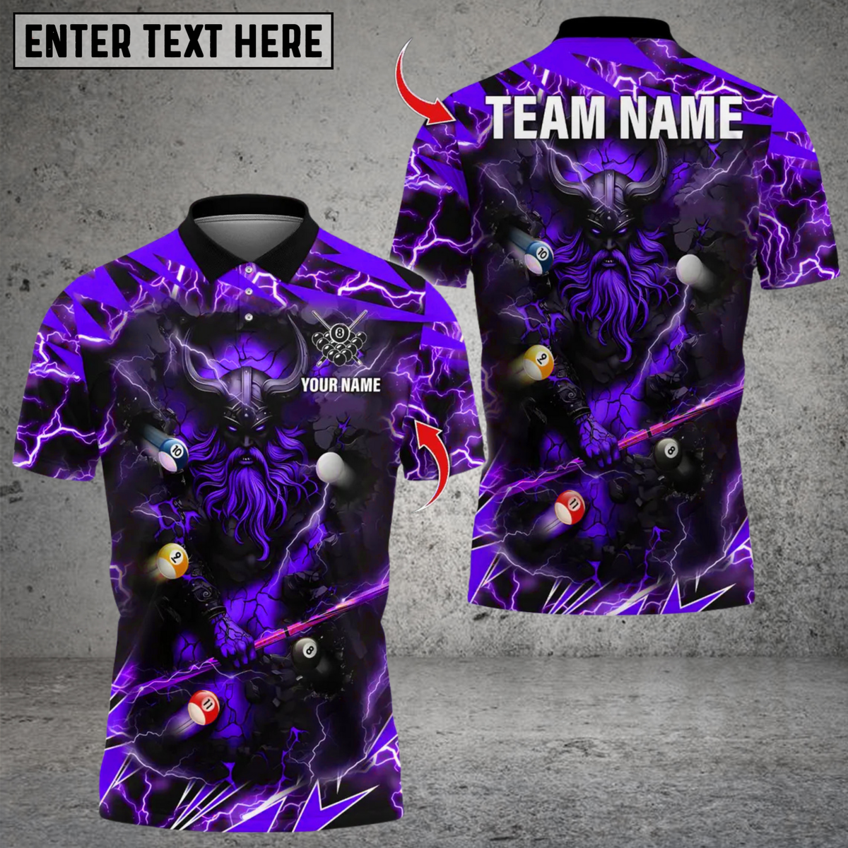Blisscorners Billiards Viking Thunder Multicolor Customized Name, Team Name 3D Shirts