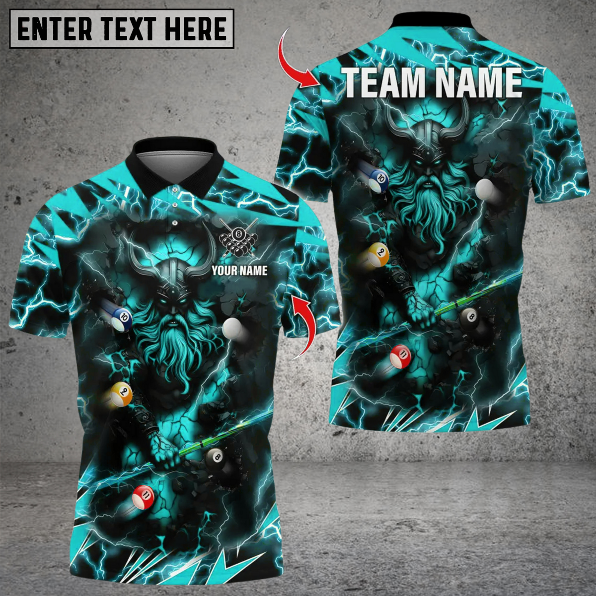 Blisscorners Billiards Viking Thunder Multicolor Customized Name, Team Name 3D Shirts