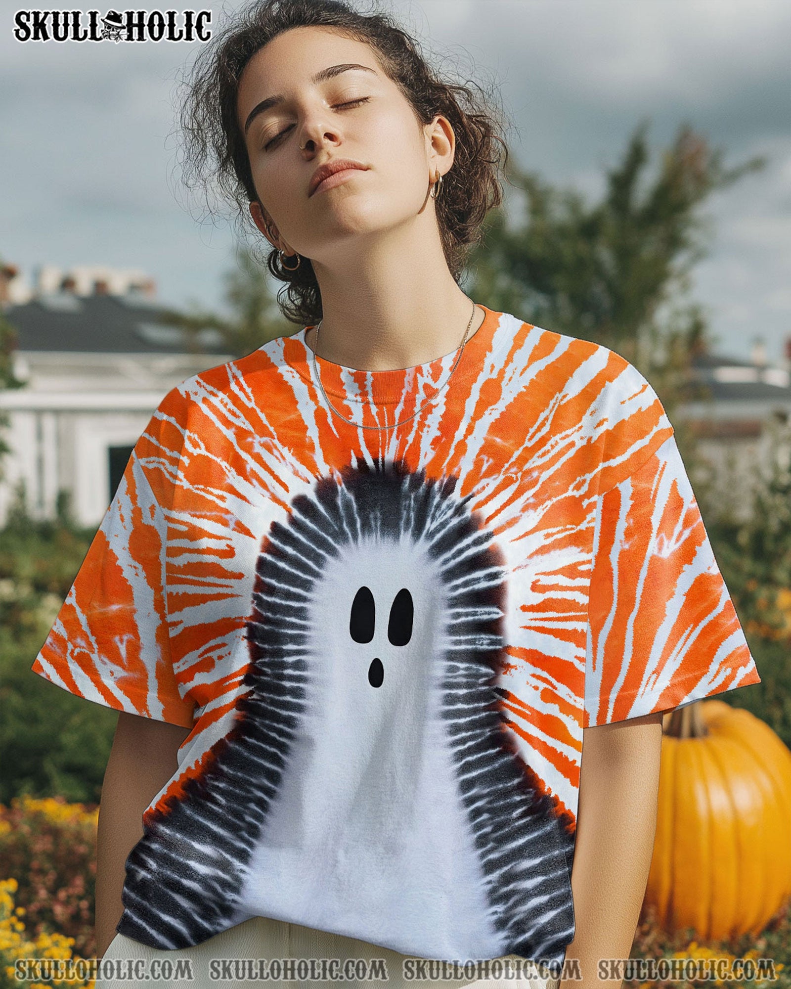 BLISSCORNERS GHOST SKULL TIE DYE HAND DYED ALL OVER PRINT