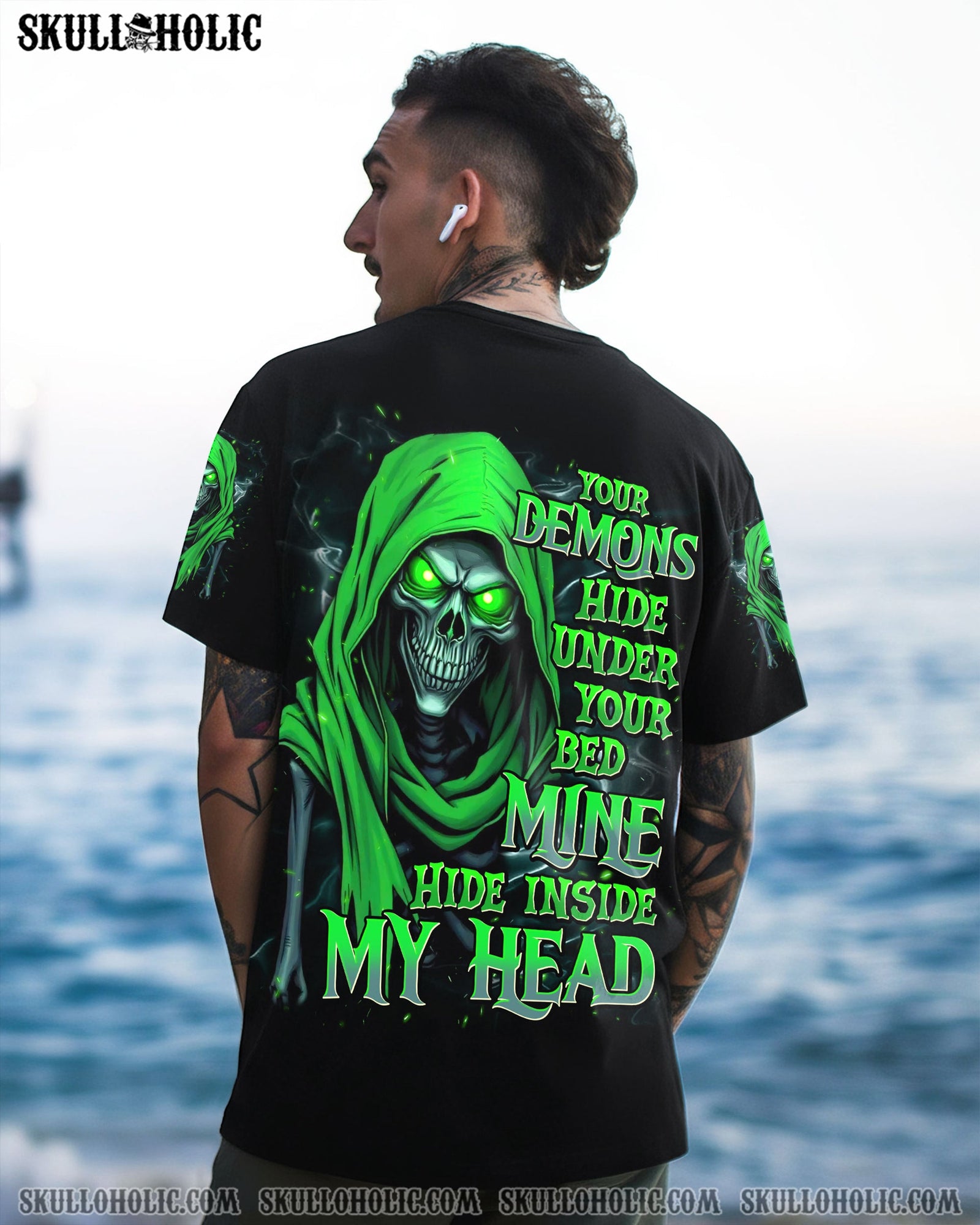 BLISSCORNERS YOUR DEMONS HIDE UNDER YOUR BED SKULL DEMON ALL OVER PRINT